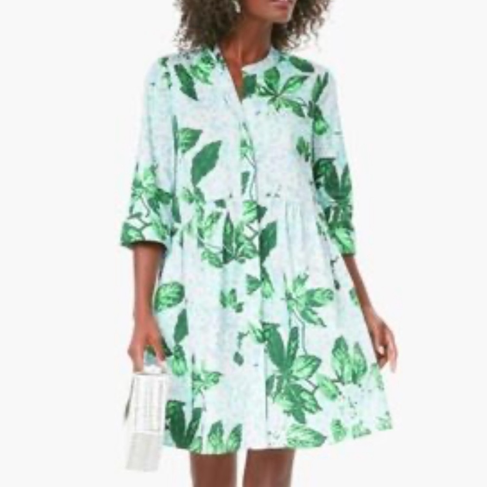 Tuckernuck Green Leaf Print Long-Sleeve Dress